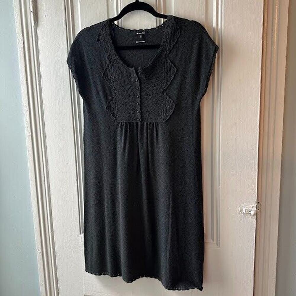 Massimo Dutti Mini Dress Womens Large Gray Wool Cashmere Boho Cottage *Flaws